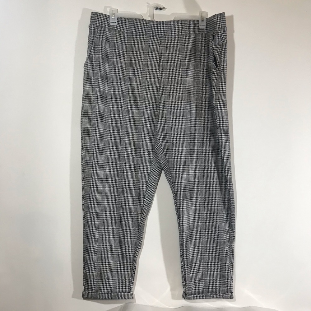 Terra Sky womens black white Houndstooth 2X pants